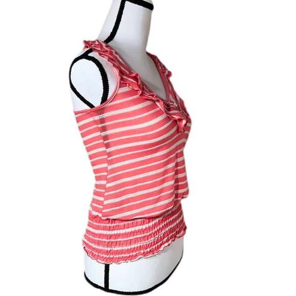 Smocked Striped V-Neck Tank   - Picture 5 of 11